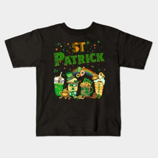 Tis the St Patrick's day drink coffee latte Kids T-Shirt